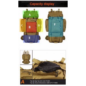 Рюкзак 70L Molle Military Hiking Camping 70х30х20cm 70L, ATACS FG (008ATFG)